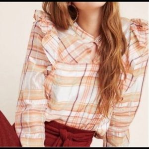 Current Air Anthro Ruffle Peasant Blouse NWT